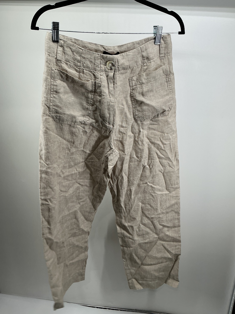 100% European Linen Patch Pocket Wide Leg Pants - 28"